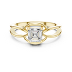 14K Rose Gold Emerald Square Architectural Bypass Diamond Engagement Ring