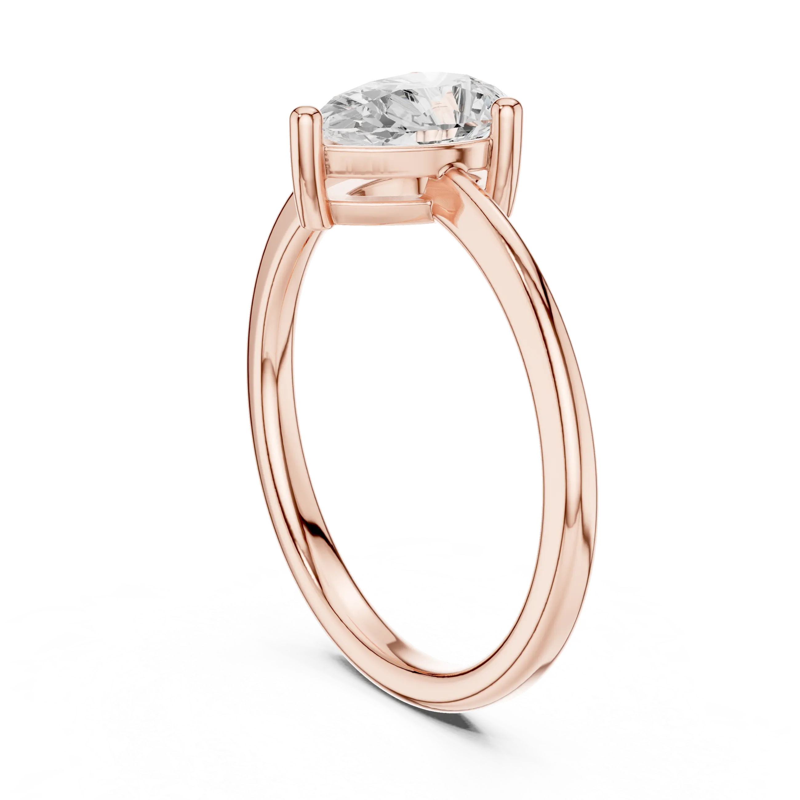 18K White Gold Pear-Cut Minimalist Solitaire Diamond Engagement Ring