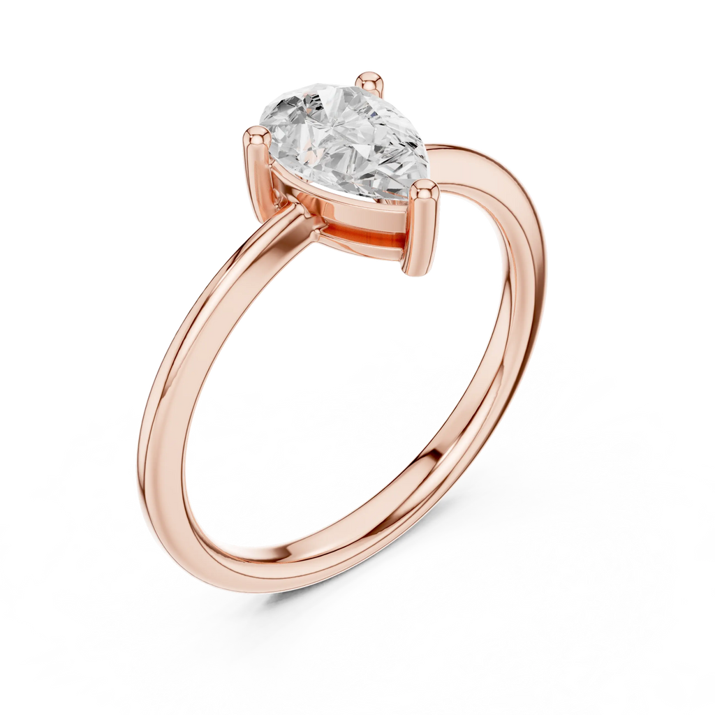 18K White Gold Pear-Cut Minimalist Solitaire Diamond Engagement Ring