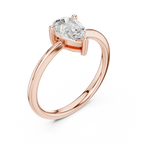 18K White Gold Pear-Cut Minimalist Solitaire Diamond Engagement Ring
