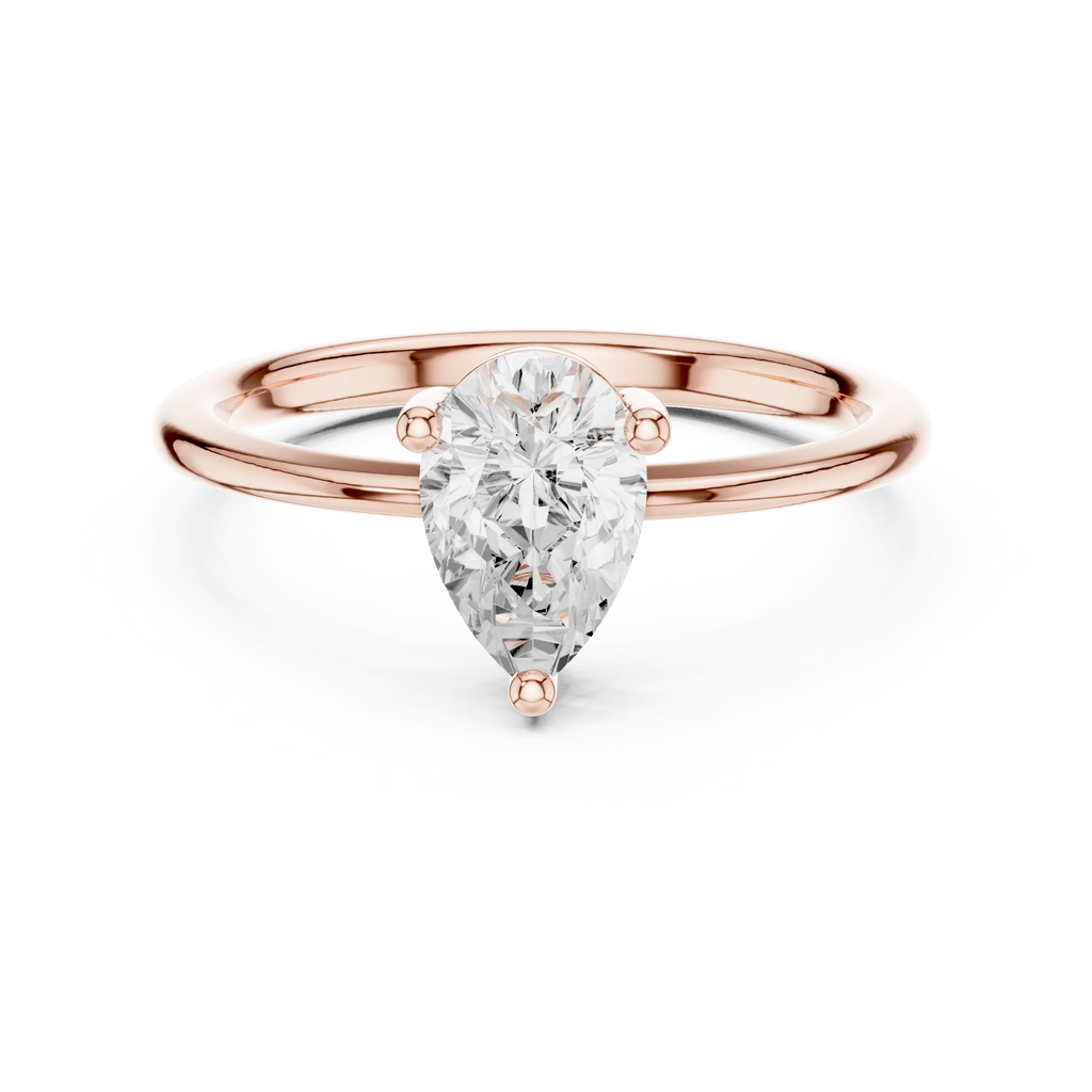 18K White Gold Pear-Cut Minimalist Solitaire Diamond Engagement Ring