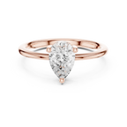 18K White Gold Pear-Cut Minimalist Solitaire Diamond Engagement Ring