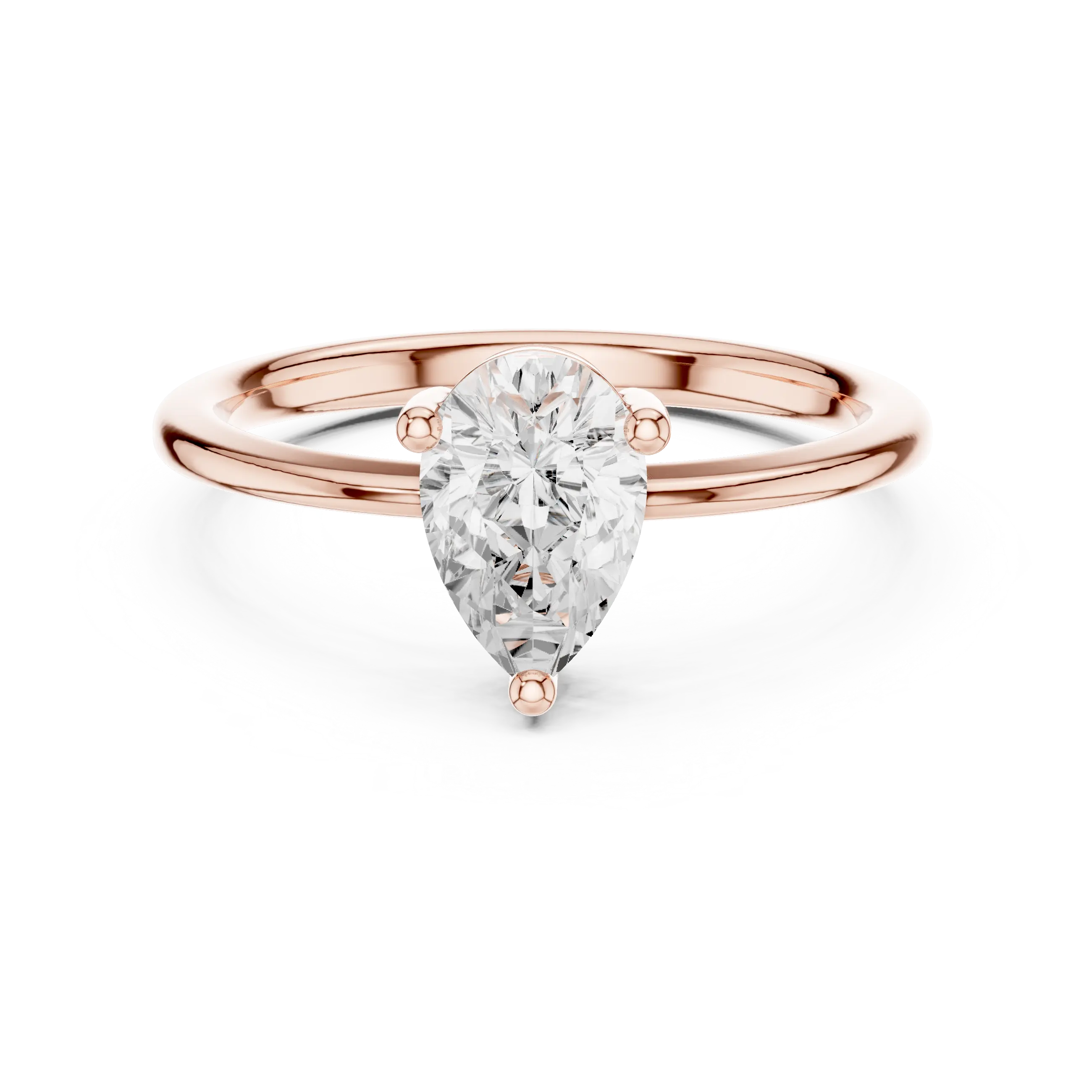 18K White Gold Pear-Cut Minimalist Solitaire Diamond Engagement Ring