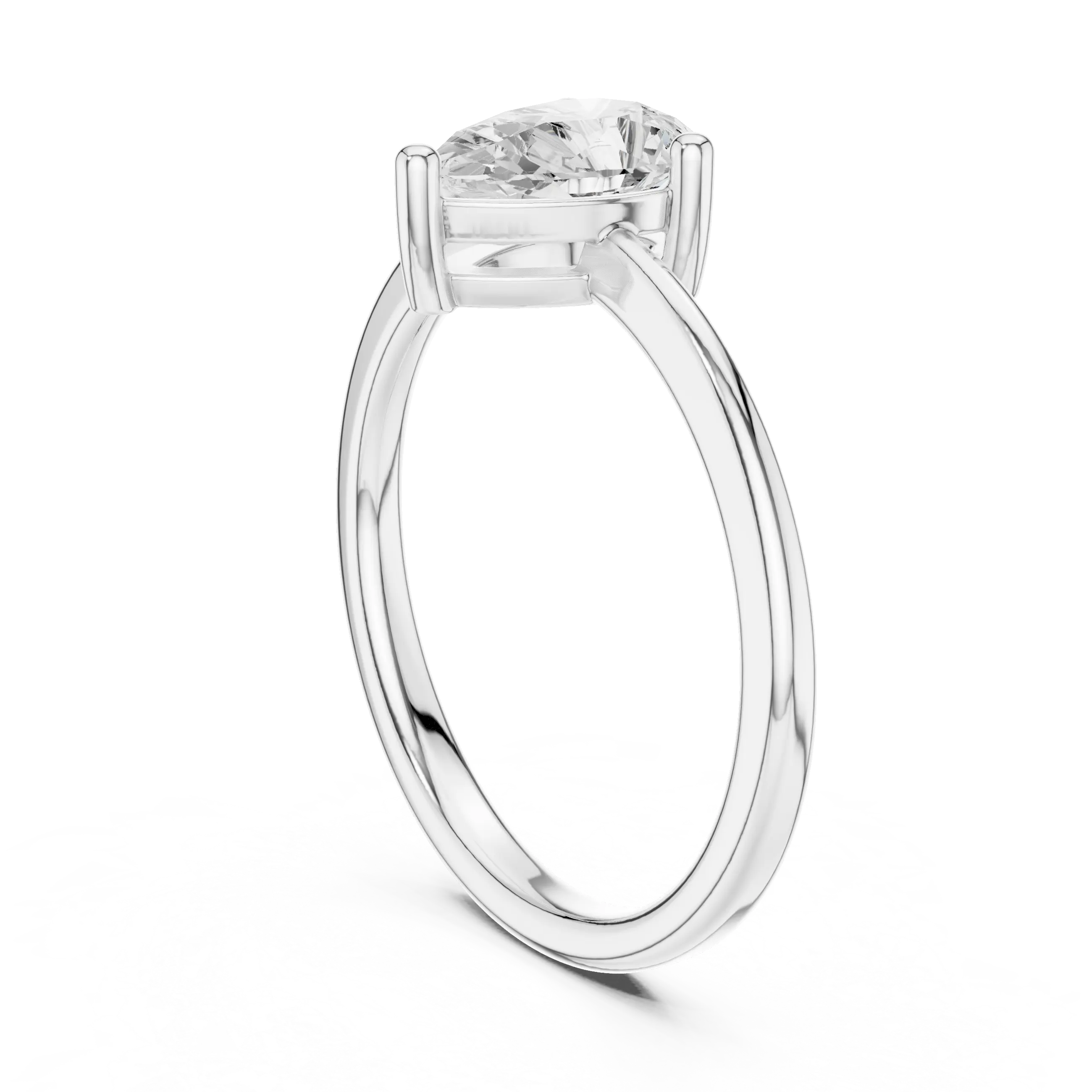 18K White Gold Pear-Cut Minimalist Solitaire Diamond Engagement Ring