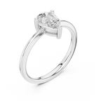 18K White Gold Pear-Cut Minimalist Solitaire Diamond Engagement Ring