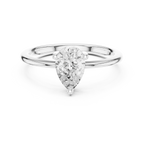 18K White Gold Pear-Cut Minimalist Solitaire Diamond Engagement Ring