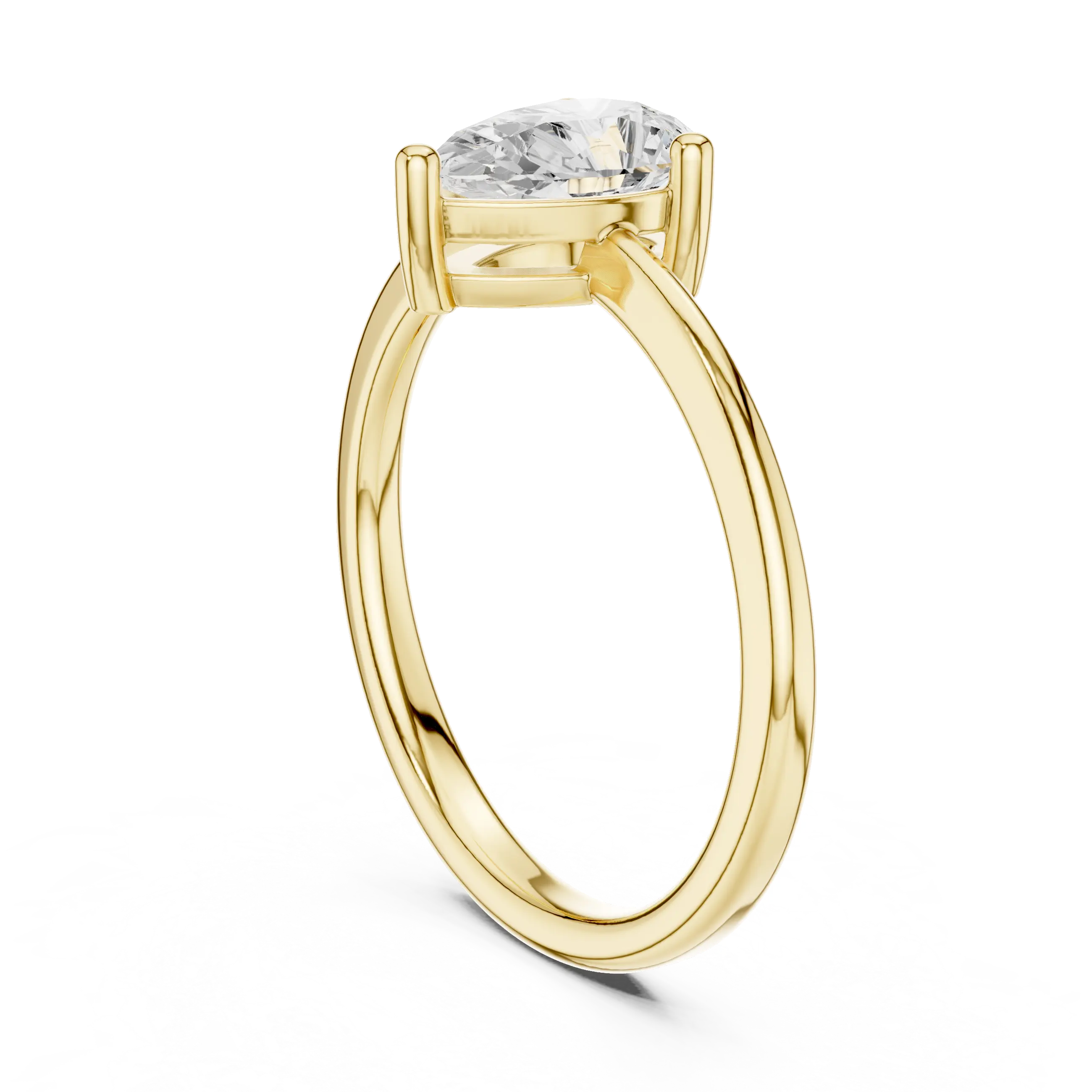 18K White Gold Pear-Cut Minimalist Solitaire Diamond Engagement Ring