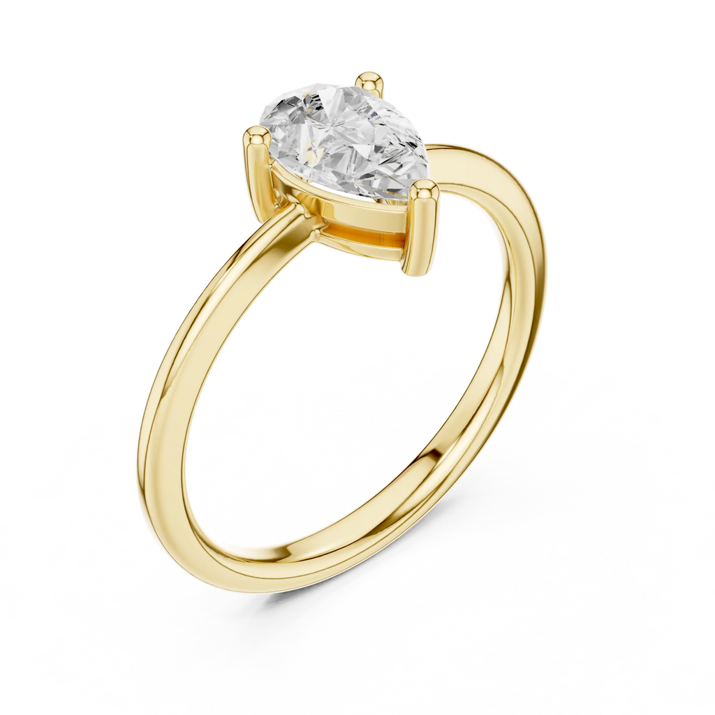 18K White Gold Pear-Cut Minimalist Solitaire Diamond Engagement Ring