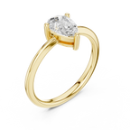 18K White Gold Pear-Cut Minimalist Solitaire Diamond Engagement Ring