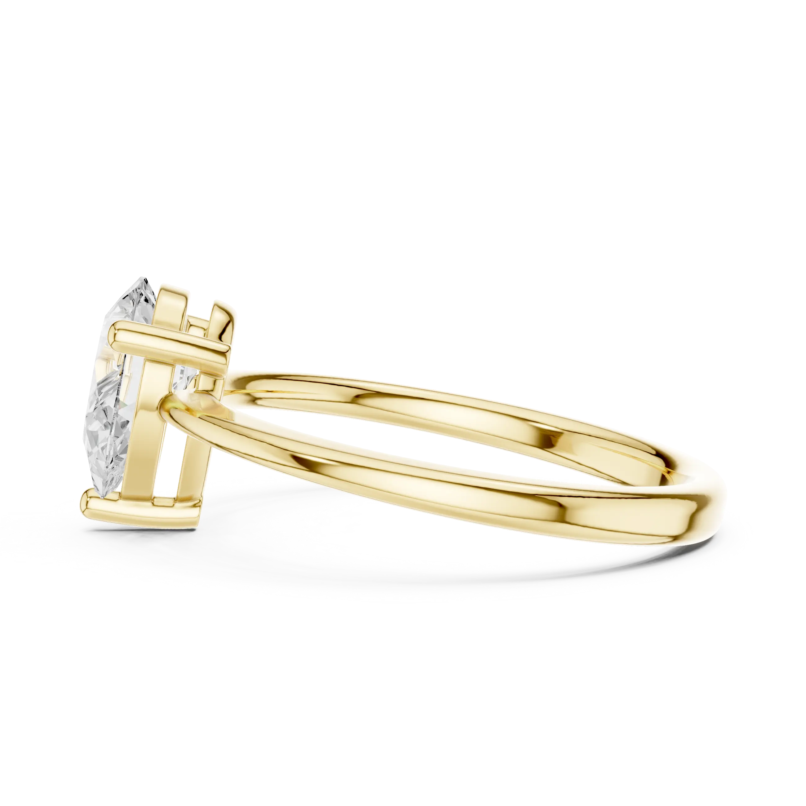 18K White Gold Pear-Cut Minimalist Solitaire Diamond Engagement Ring