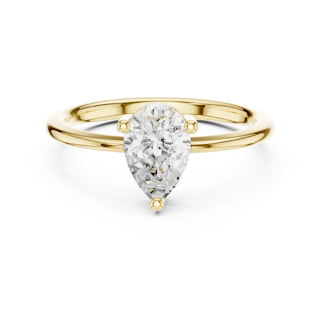 18K White Gold Pear-Cut Minimalist Solitaire Diamond Engagement Ring