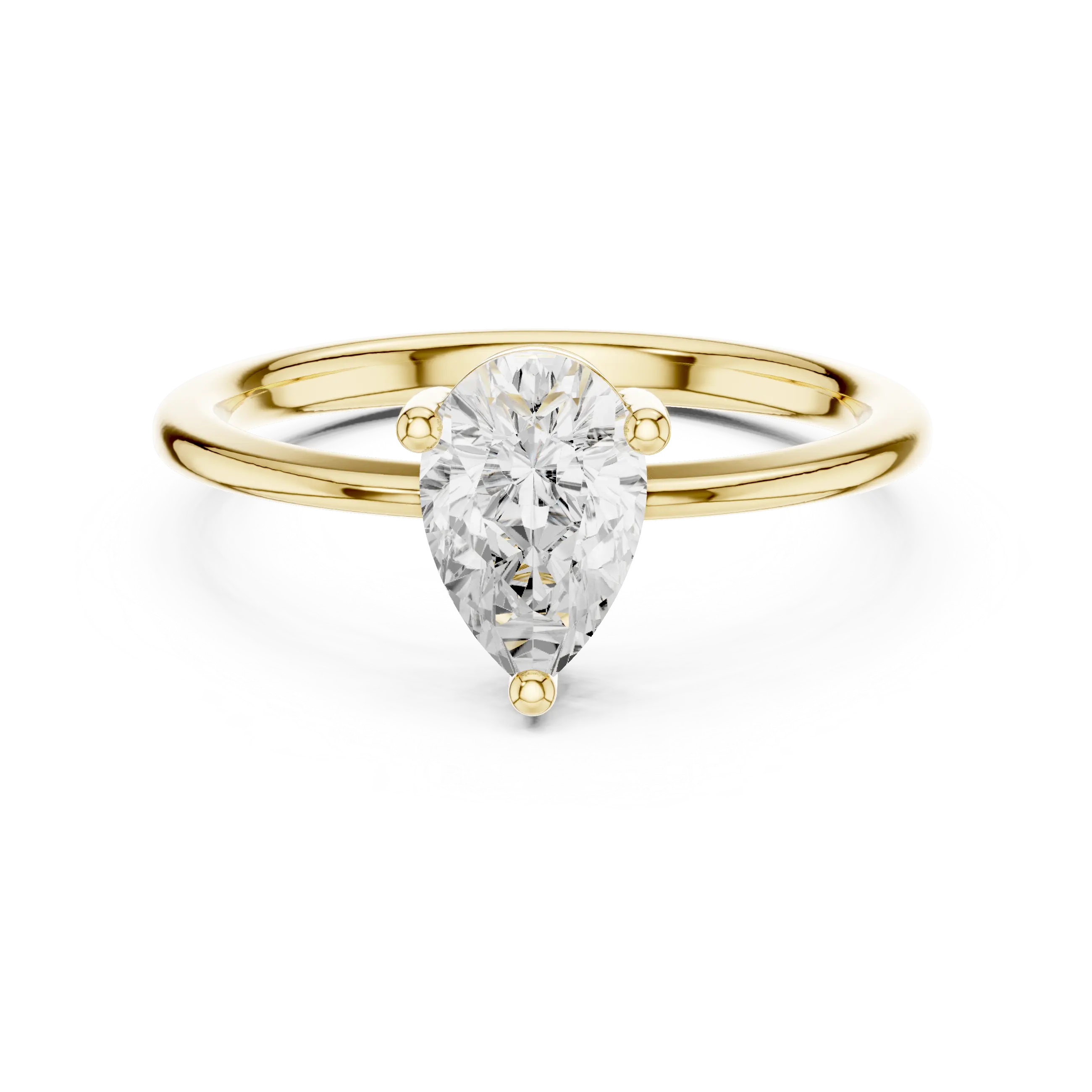 18K White Gold Pear-Cut Minimalist Solitaire Diamond Engagement Ring
