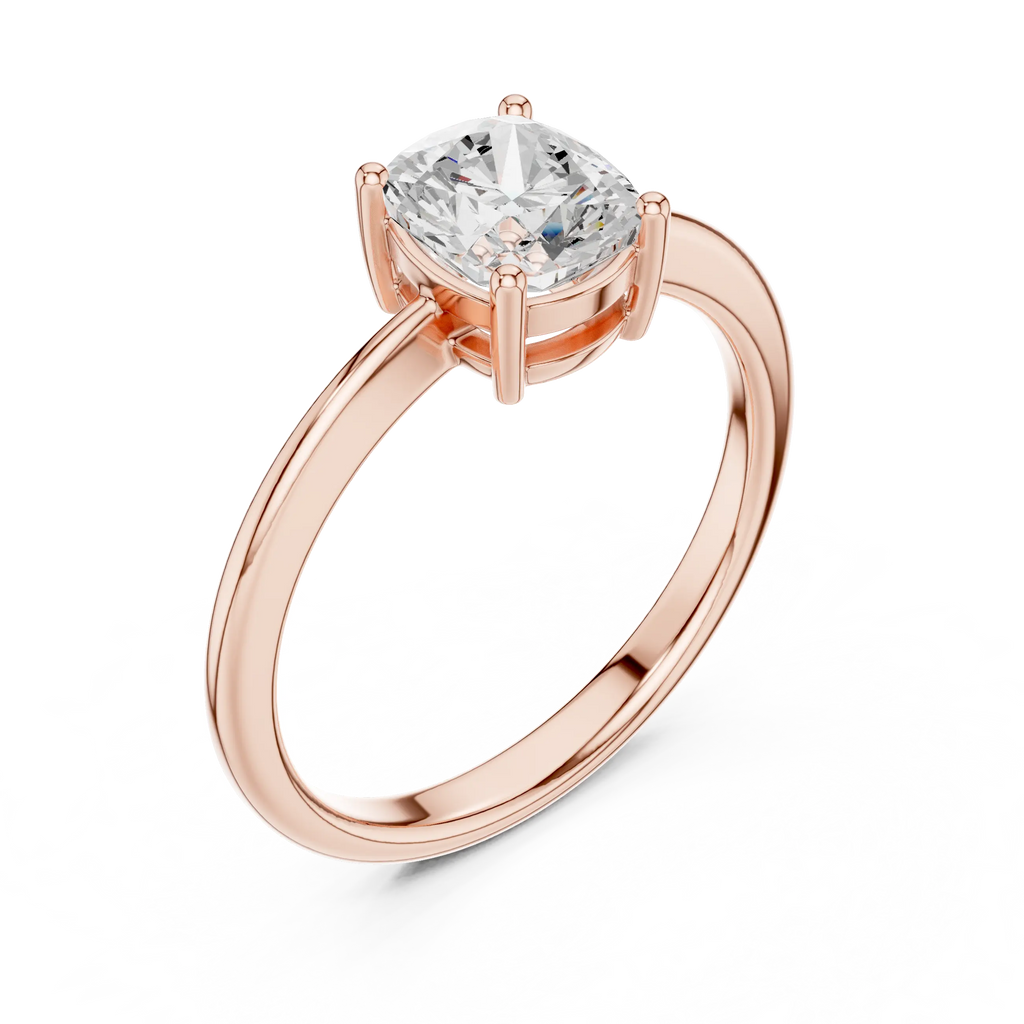 14K White Gold Cushion-Cut Diamond Minimalist Solitaire Engagement Ring