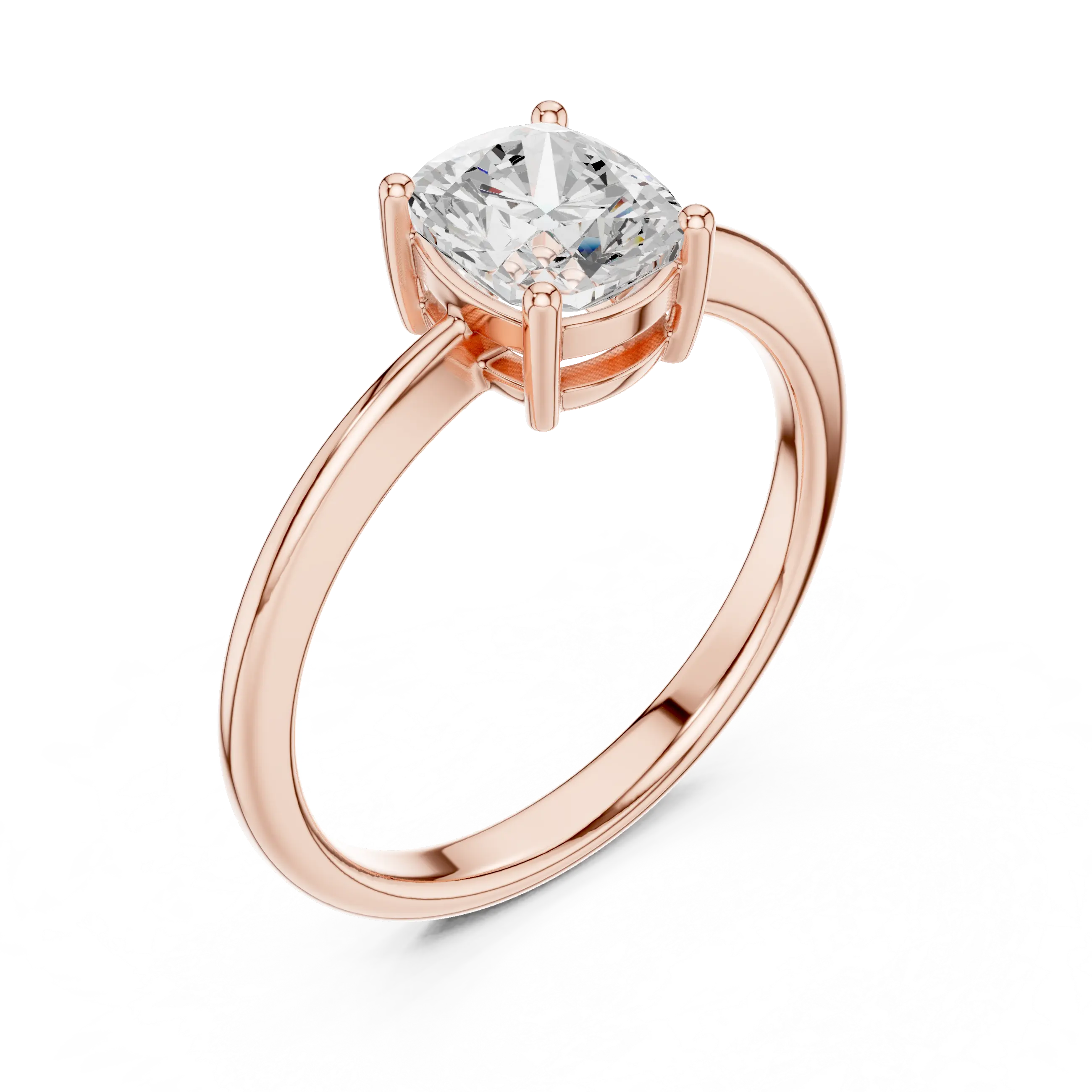14K White Gold Cushion-Cut Diamond Minimalist Solitaire Engagement Ring