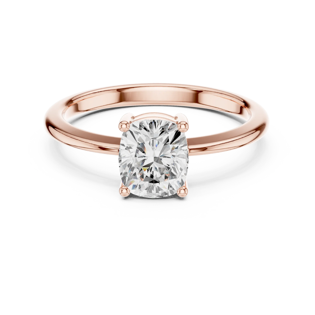 14K White Gold Cushion-Cut Diamond Minimalist Solitaire Engagement Ring