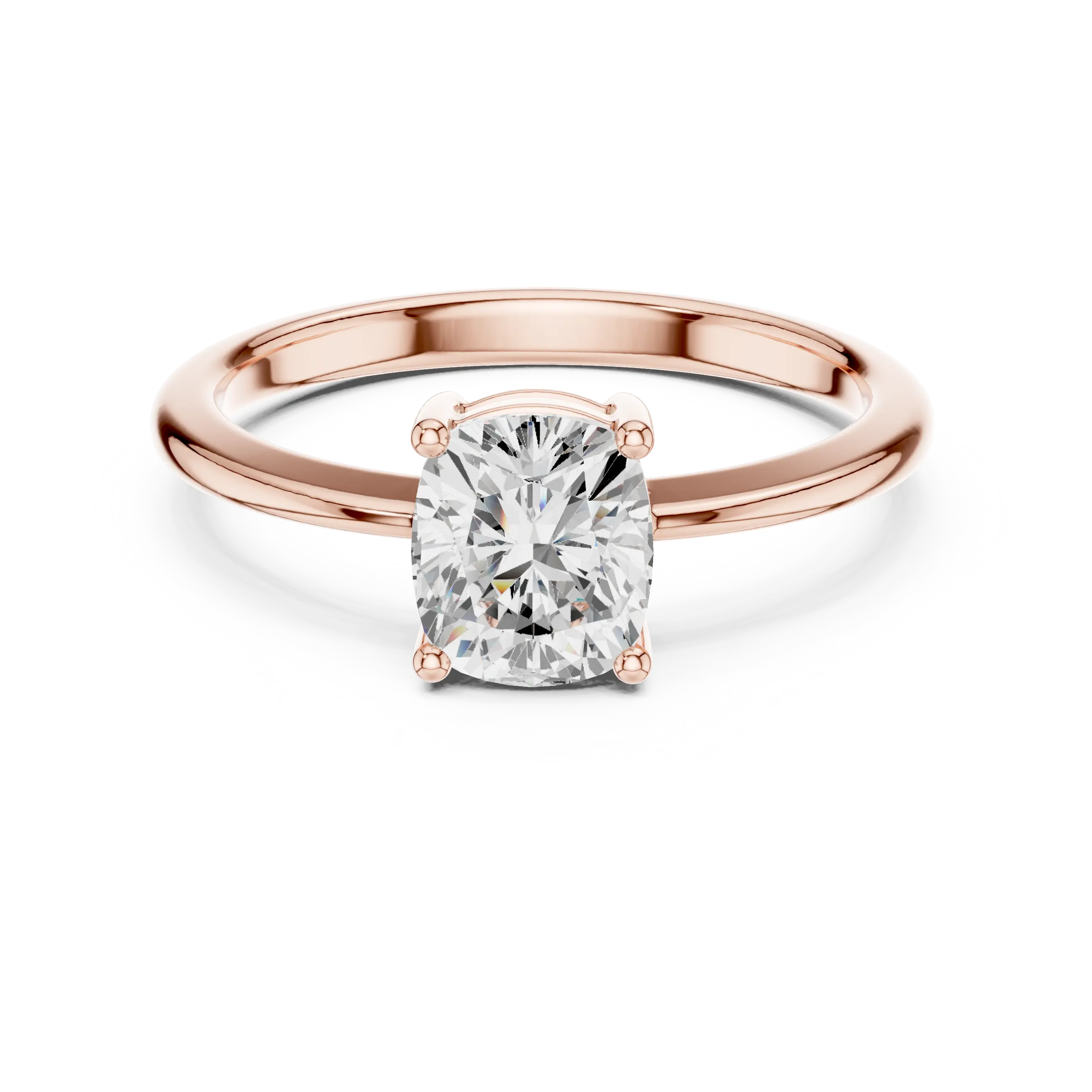 14K White Gold Cushion-Cut Diamond Minimalist Solitaire Engagement Ring