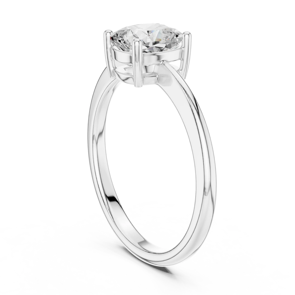 14K White Gold Cushion-Cut Diamond Minimalist Solitaire Engagement Ring