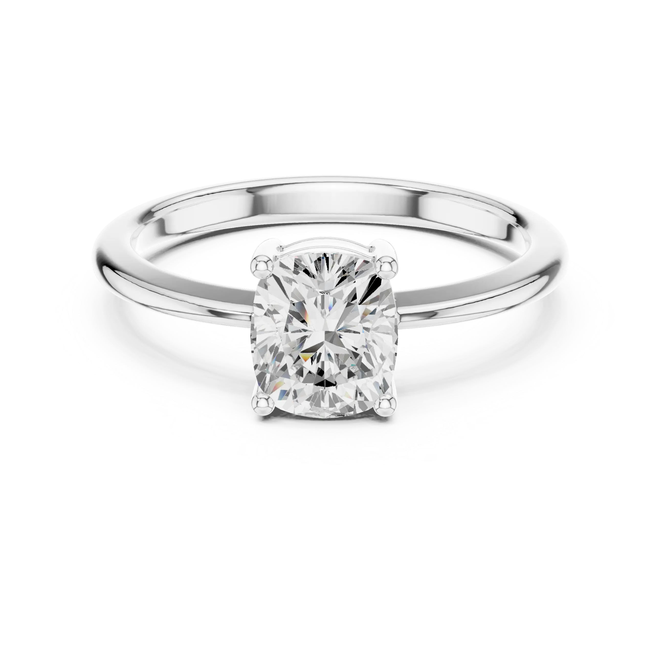 14K White Gold Cushion-Cut Diamond Minimalist Solitaire Engagement Ring