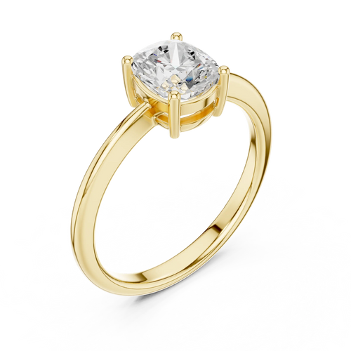 14K White Gold Cushion-Cut Diamond Minimalist Solitaire Engagement Ring