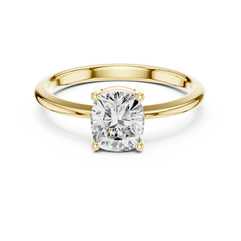 14K White Gold Cushion-Cut Diamond Minimalist Solitaire Engagement Ring
