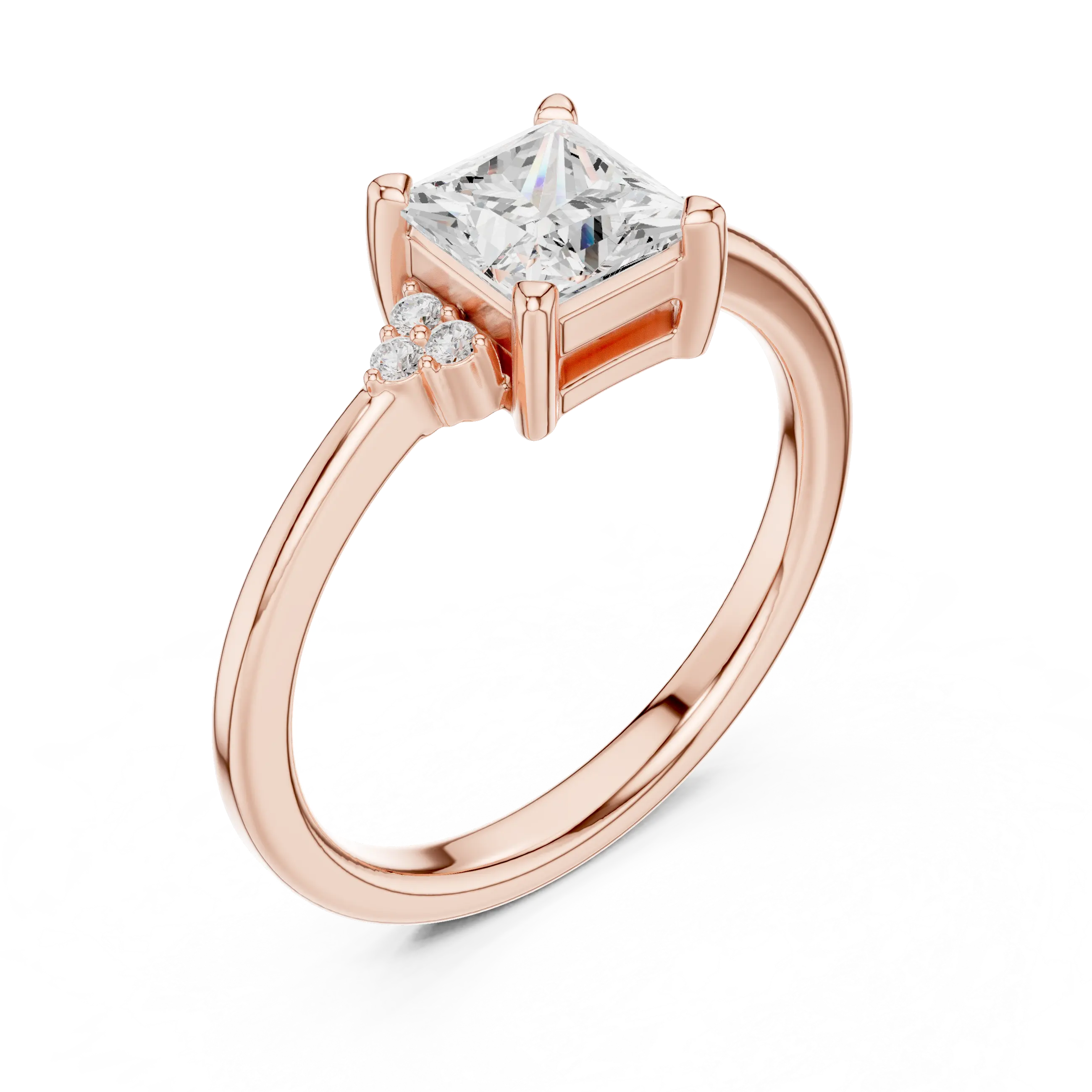10K Yellow Gold Princess-Cut Moissanite Diamond Engagement Ring