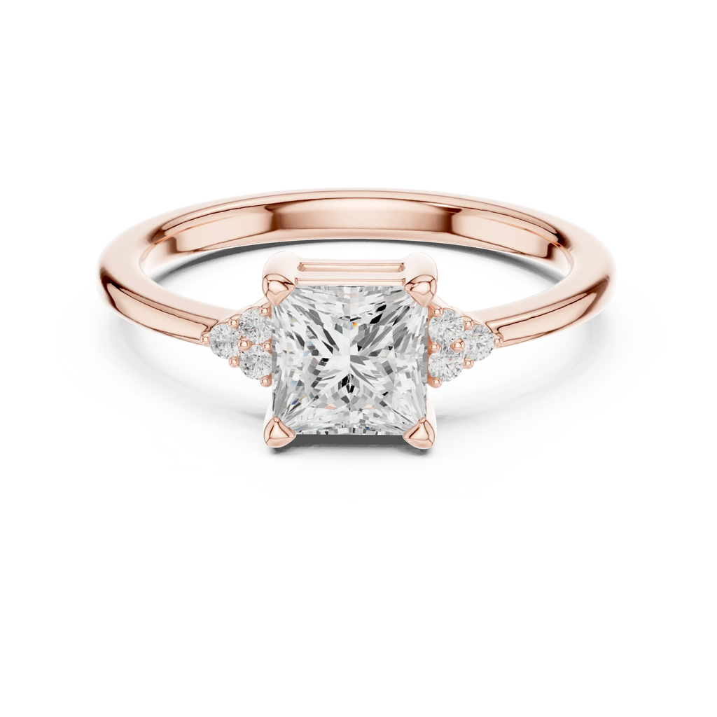 10K Yellow Gold Princess-Cut Moissanite Diamond Engagement Ring