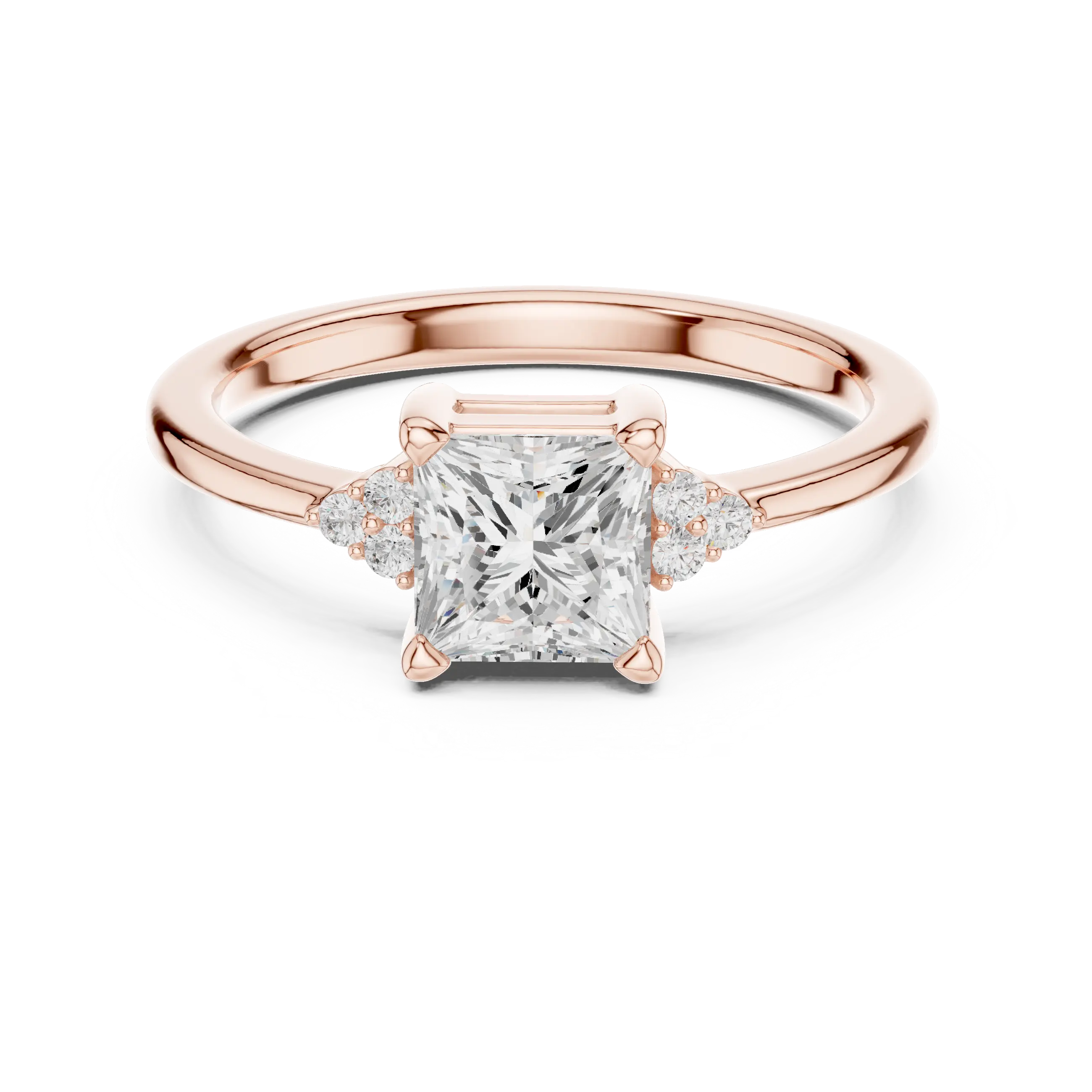 10K Yellow Gold Princess-Cut Moissanite Diamond Engagement Ring