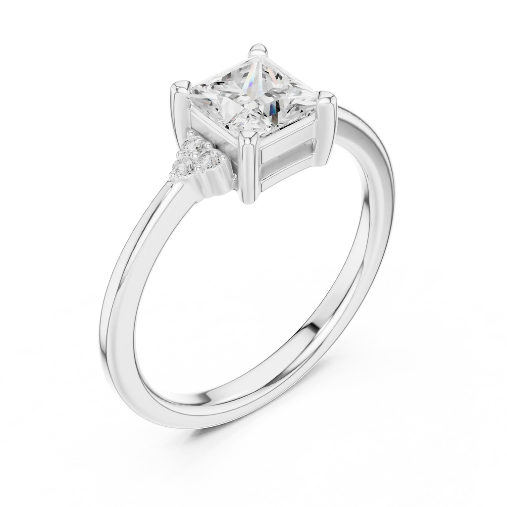 10K Yellow Gold Princess-Cut Moissanite Diamond Engagement Ring