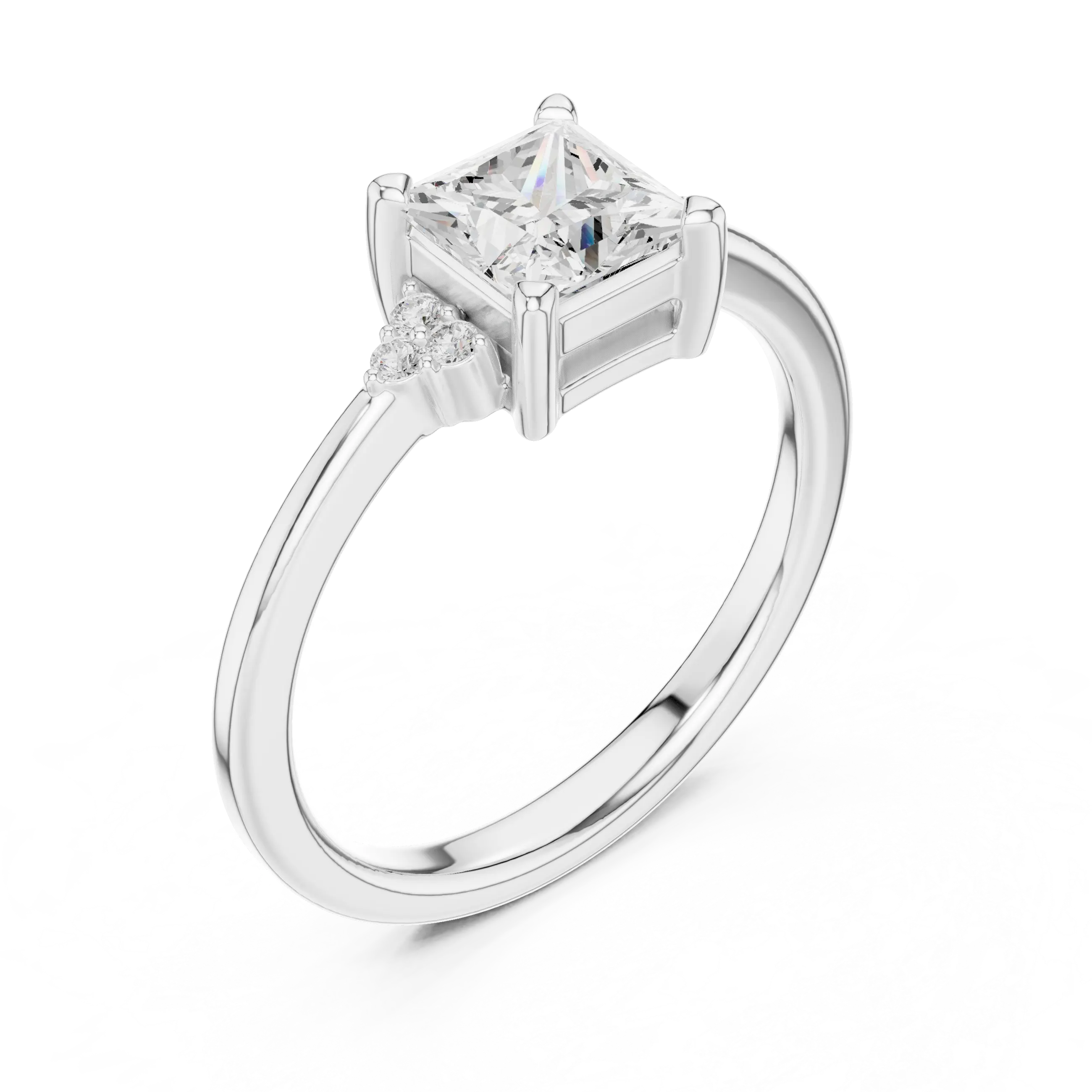 10K Yellow Gold Princess-Cut Moissanite Diamond Engagement Ring