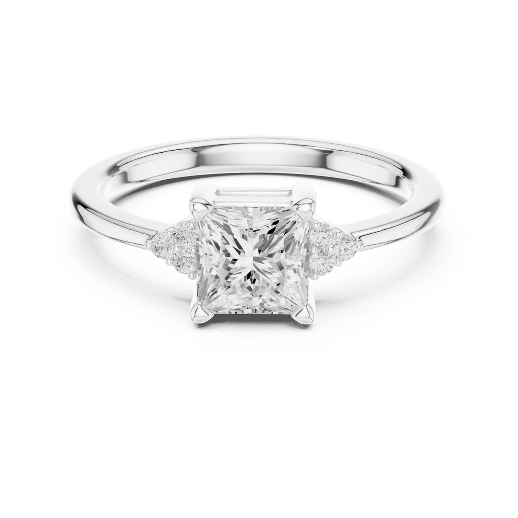 10K Yellow Gold Princess-Cut Moissanite Diamond Engagement Ring