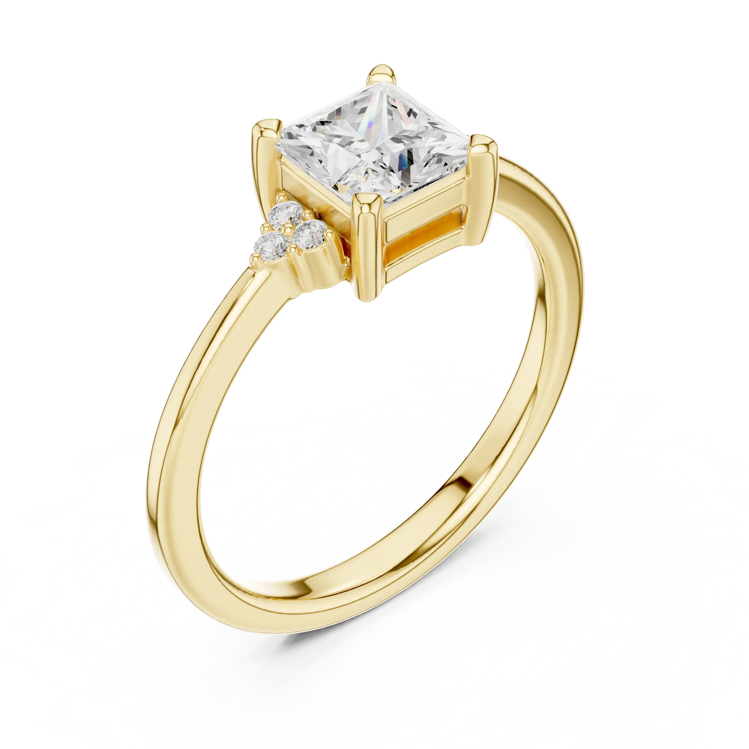 10K Yellow Gold Princess-Cut Moissanite Diamond Engagement Ring