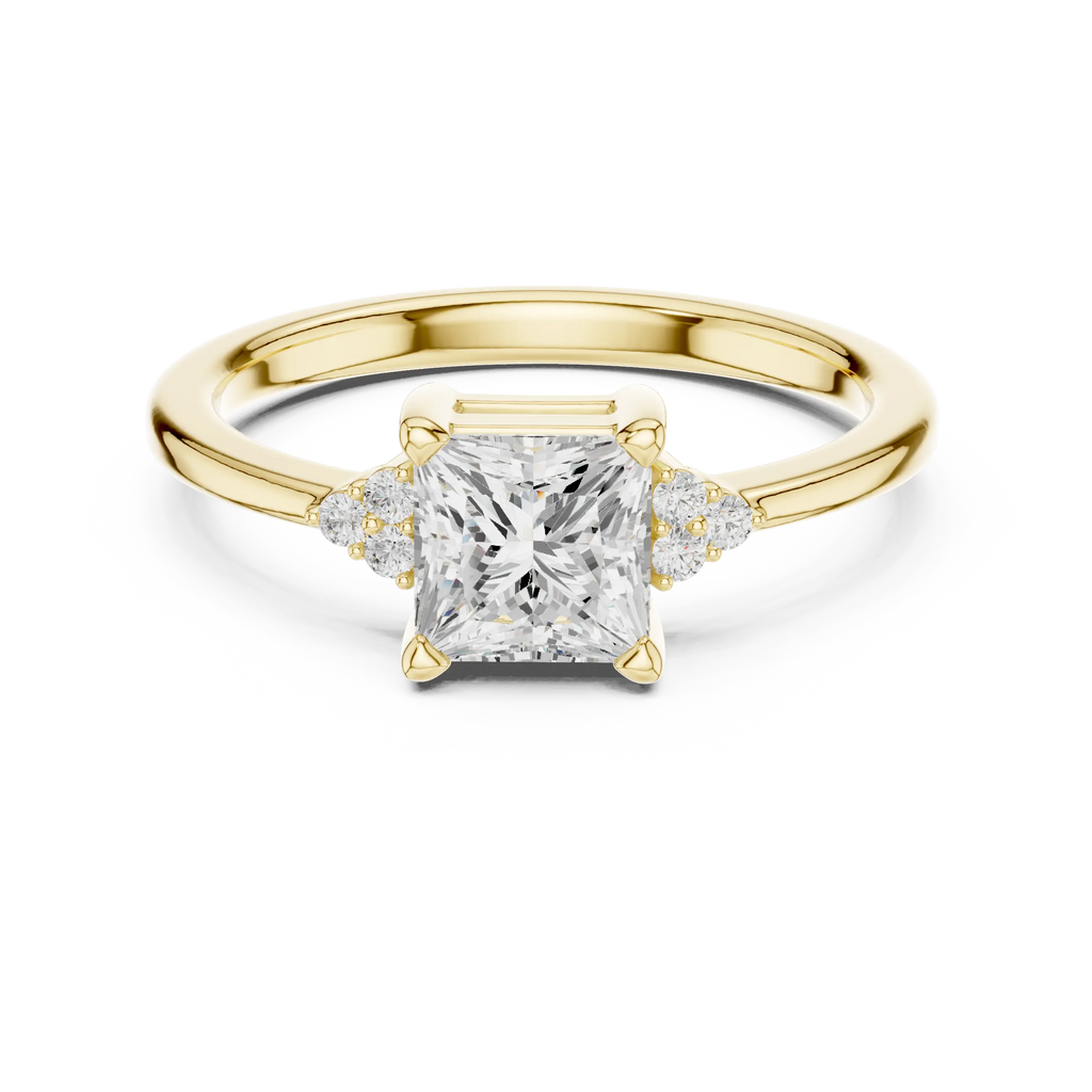 10K Yellow Gold Princess-Cut Moissanite Diamond Engagement Ring