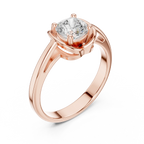 14K White Gold Cushion-Cut Architectural Petal Solitaire Diamond Engagement Ring