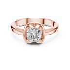 14K White Gold Cushion-Cut Architectural Petal Solitaire Diamond Engagement Ring