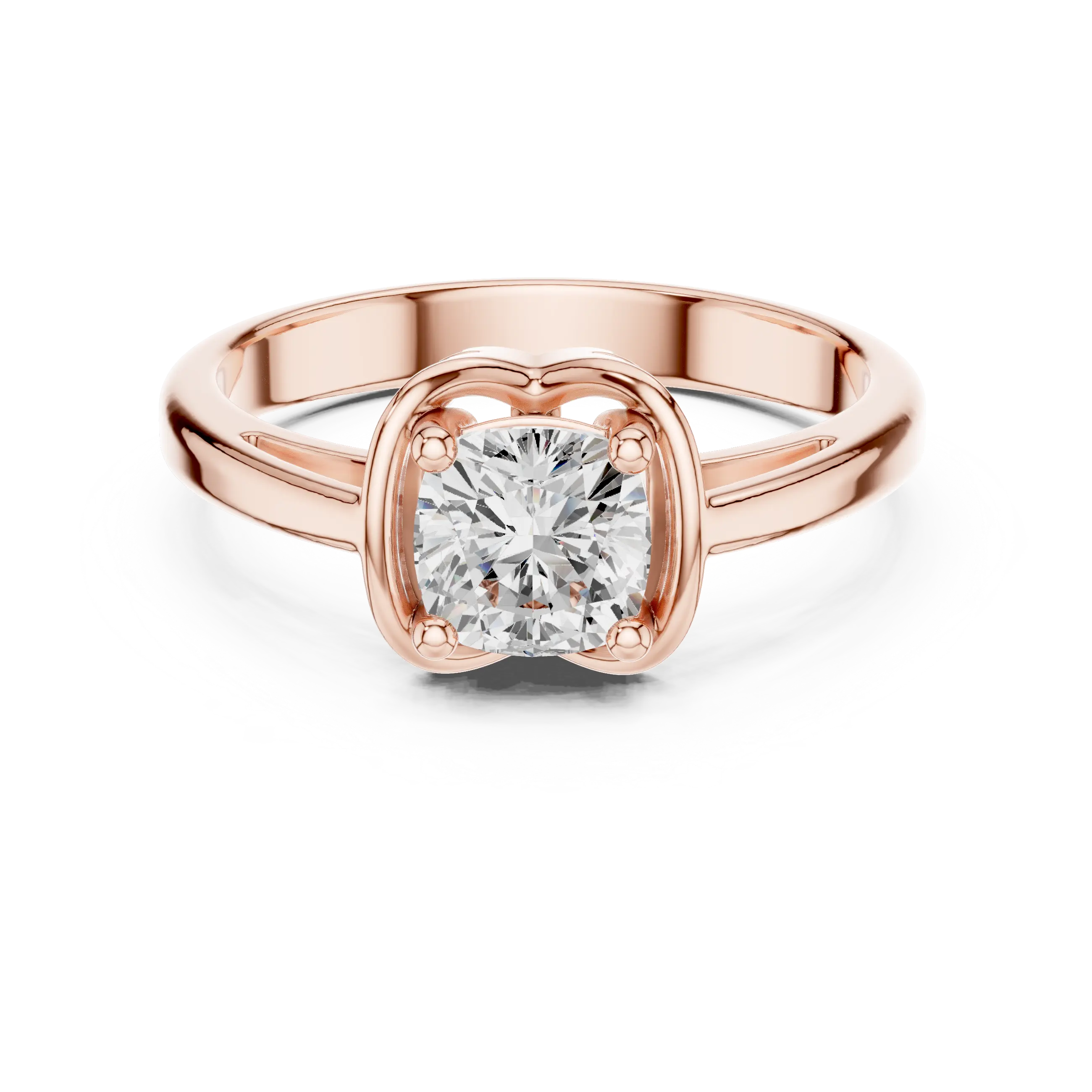 14K White Gold Cushion-Cut Architectural Petal Solitaire Diamond Engagement Ring