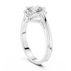14K White Gold Cushion-Cut Architectural Petal Solitaire Diamond Engagement Ring