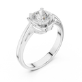 14K White Gold Cushion-Cut Architectural Petal Solitaire Diamond Engagement Ring