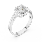 14K White Gold Cushion-Cut Architectural Petal Solitaire Diamond Engagement Ring