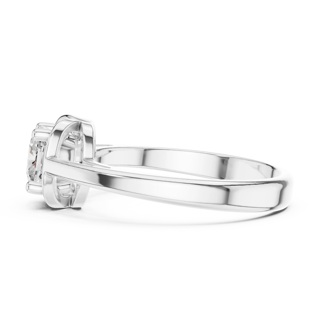 14K White Gold Cushion-Cut Architectural Petal Solitaire Diamond Engagement Ring