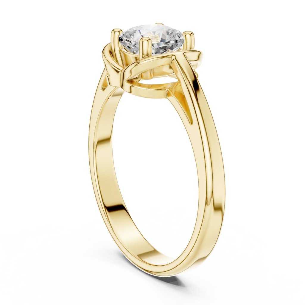14K White Gold Cushion-Cut Architectural Petal Solitaire Diamond Engagement Ring