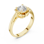14K White Gold Cushion-Cut Architectural Petal Solitaire Diamond Engagement Ring