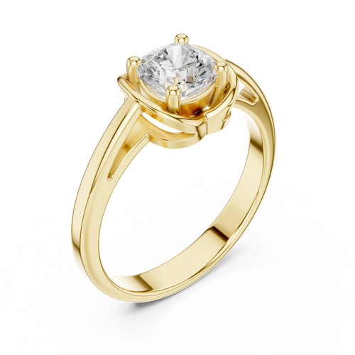 14K White Gold Cushion-Cut Architectural Petal Solitaire Diamond Engagement Ring