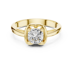14K White Gold Cushion-Cut Architectural Petal Solitaire Diamond Engagement Ring