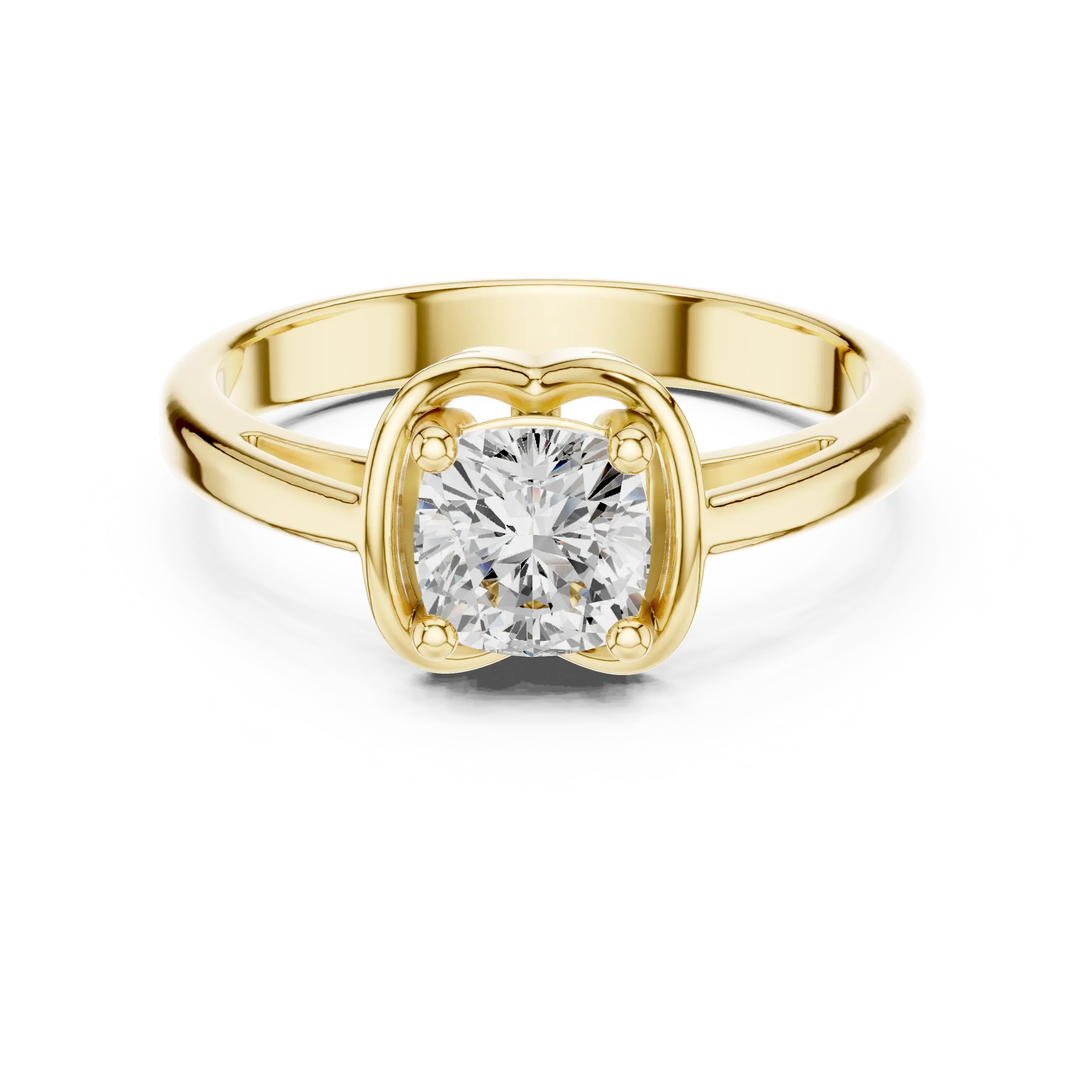 14K White Gold Cushion-Cut Architectural Petal Solitaire Diamond Engagement Ring