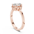 10K Rose Gold Oval-Cut Architectural Scalloped Moissanite Diamond Ring
