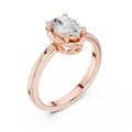 10K Rose Gold Oval-Cut Architectural Scalloped Moissanite Diamond Ring