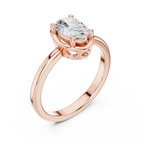 10K Rose Gold Oval-Cut Architectural Scalloped Moissanite Diamond Ring