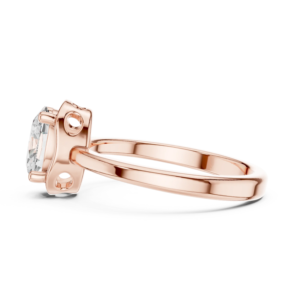 10K Rose Gold Oval-Cut Architectural Scalloped Moissanite Diamond Ring