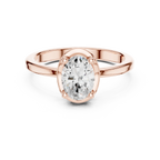 10K Rose Gold Oval-Cut Architectural Scalloped Moissanite Diamond Ring