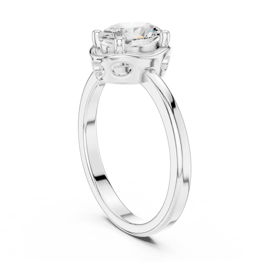 10K Rose Gold Oval-Cut Architectural Scalloped Moissanite Diamond Ring